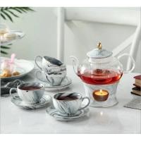 ราคา GS203 ชุดของขวัญ ชุดชงชา ลายหินอ่อน สีเทา ขาว (8260493767)