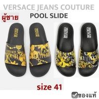 ราคา Slide Versace jeans couture รองเท้าแตะ เวอร์ซาเช่ ยีนส์ ผู้ชาย พื้นยาง สีดำ ลาย barocco size41 (23972553525)