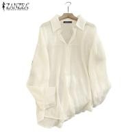 ราคา ZANZEA เสื้อทำงานสไตล์เกาหลีสำหรับผู้หญิง แขนยาว ดีไซน์โปร่งแสง (42514431905)