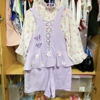 ราคา เสื้อชีฟอง + จั้มสูท สีม่วงพาสเทล น่ารักมากกก (22312041650)