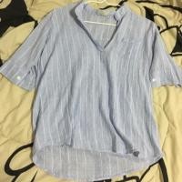 ราคา เสื้อเชิ้ตลายทางฟ้าขาว (122619170)