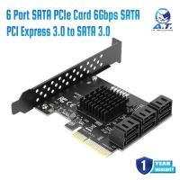 ราคา 6 Port SATA PCIe Card 6Gbps SATA Controller Expansion Card PCI-e X4 PCI Express 3.0 to SATA 3.0 Non Raid Extension Card (42071910134)