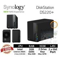 ราคา Synology NAS DiskStation รุ่น DS220+ (HDD 2 Bay Max 32TB, Dual Core 2.9 GHz, 2GB DDR4, 2 GbE) ประกัน 2 ปี (28301814552)