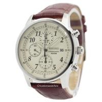 ราคา ลดเพิ่ม 330 ใส่โค้ด INCZ8H3 Seiko Watch Chronograph นาฬิกาข้อมือ Leather Strap Mens SNDC31P1 - White (6641356433)