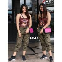 ราคา กางเกงขายาวไซส์ใหญ่ เอวยางยืด สีเขียวขี้ม้า ขาจั๊ม 8 ส่วน (6600803684)