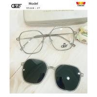ราคา กรอบแว่นสายตา GEZE Clip-On รุ่น TP1018 - C4 เต็มกรอบสีเทาใส คลิปออนแม่เหล็ก เลนส์กันแดด Polarized (2099021636)