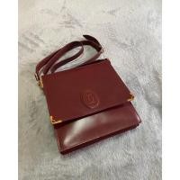 ราคา CARTIER Must de Cartier Shoulder and crossbody Bag Logo Red Bordeaux วินเทจ ของแท้ กระเป๋าแบรนด์เนม มือสอง คาร์เทียร์ (18134280626)