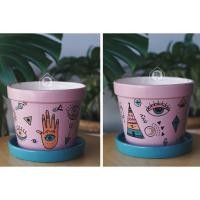 ราคา กระถางต้นไม้ 6.5นิ้ว เพ้นท์ลายแฮนด์เมด ( มีลายละใบเท่านั้น ) (9812952555)