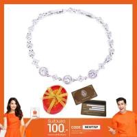 ราคา Tips Gallery Celeste Solitaire Love Floral Design สร้อยข้อมือเงิน925 หุ้มทองคำขาว เพชร รัสเซีย 1.25 กะรัต TBS061 (1003450430)