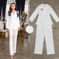 ราคา BT studio สูทสีขาวกระดุม 6 เม็ด เซ็ตสูทกระดุมสีขาว สูทขาวเรียบหรู (21322789140)