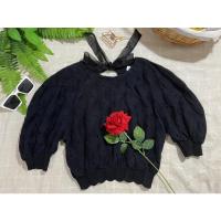 ราคา เสื้อแขน 3 ส่วน สีดำ ผ้าฉลุลูกไม้ เสื้อดำ เสื้อทำงาน ผ้าใส่สบาย ป้าย : Tawenty Denim (14695287124)