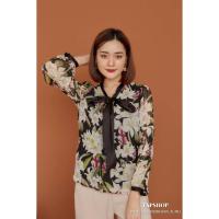 ราคา เสื้อชีฟองคอวีผูกโบ แขนยาว 5 ส่วน TAPSHOP ผ้าพิมพ์ลายดอก สีสวย มีซับใน ผ้าเนื้อดีใส่สบาย แบบสวยค่ะ (9025835964)