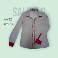 ราคา S166 เสื้อเชิ้ตแขนยาวสีเทากุ้นแดง/Itokin (26356460719)