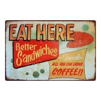 ราคา ป้ายสังกะสีวินเทจ Eat Here Better Sandwiches & Coffee (1023723794)