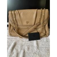 ราคา MCM แท้มือสอง กระเป๋าเอ็มซีเอ็ม สีน้ำตาลอ่อน อะไหล่ทอง ถือ สะพายไหล่ได้ แบรนด์เนมแท้มือสอง (15671410104)