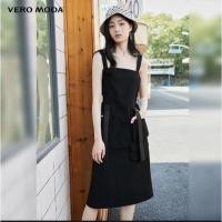ราคา Vero Moda ชุดกระโปรงสายเดี่ยว สีดำ เดรสคาร์โก้ สไตล์สรีท เท่ดิบ ไซส์ XS เอวยางยืด มีกระเป๋า ตกแต่งเชือก pinafore dress (23644023219)