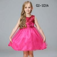 ราคา ชุดราตรีเด็กผู้หญิงสีชมพูบานเย็น ใส่ออกงานแขนกุดช่วงบนปักเลื่อม แต่งดอกไม้ที่เอว GI1014 (9513082305)