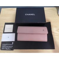 ราคา CHANEL Pink Leather Camellia Long Flap Wallet มือสองของแท้ 100% (11112785513)