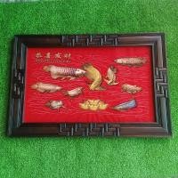 ราคา รูปมงคล 57x86cm ภาพมงคล ปลามังกร ปลา นำโชค ผ้ากำมะหยี่ สีแดง ภาพพิมพ์ กรอบรูป กรอบรูปไม้สัก เสริมฮวงจุ้ย (14848703791)