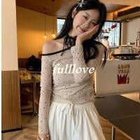 ราคา 【พร้อมส่ง】Fulllove เสื้อยืดเสื้อยืดแขนยาว สไตล์ผู้หญิง แฟชั่น เวลาว่าง จุดคลื่นหัวใจ ไหล่ออก ผ้าบาง ๆ สะดวกสบาย (27237781564)