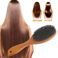 ราคา Natural Boar Bristle Brush Comb Anti-Static Oval Hairdressing Hair Styly Comb Wood Woman Hairbrush (24301813677)