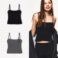 ราคา (ของแท้) Bershka bengaline strappy top เสื้อสายเดี่ยว ซิปข้าง มี 2 สี (24941537397)