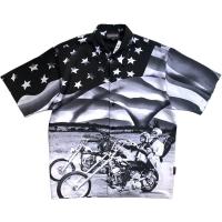 ราคา ⭐️มือ2⭐️ฮาวายลายคนขี่มอเตอไซค์+ธงชาติUSA ขาว-ดำ (13070549527)
