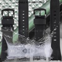 ราคา สําหรับ Seiko VELATURA/SRH 26 มม.สร้อยข้อมือซิลิโคนสีดํา SPC007 SRH006 SRH013 อินเทอร์เฟซแบนหัวเข็มขัดพิเศษ Smooth Touch สายนาฬิกา (43017786514)