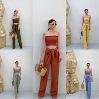 ราคา เซทเกาะอก ชุดเซตเกาะอก กางเกง ผ้าซาติน ใส่ไปทะเล ใส่ไปเที่ยว (8023659083)