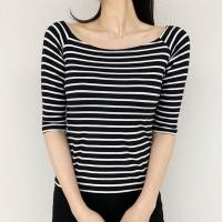 ราคา ใหม่ เสื้อปาดไหล่ แขนสามส่วน เข้ารูป (29152444383)