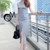 ราคา เดรสยาว ผ่าหน้า ผ้าร่อง (901480980)