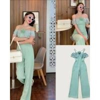 ราคา จั้มขายาวสีเขียวมิ้นเนื้อผ้าเกรดพรีเมี่ยมทิ้งตัว (27463479155)