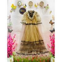 ราคา เดรสยาวลูกไม้งานป้ายเลิฟเลดี้มือหนึ่งป้ายห้อยไซส์เอ็กซ์แอลสีน้ำตาลลายจุดลูกไม้สวยงามมากค่ะ (29358042844)