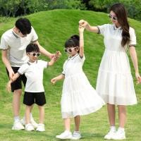 ราคา สีขาวครอบครัวจับคู่ชุดเสื้อโปโลชุดยาวชุดคู่สวมใส่ ที ฤดูร้อนวันหยุดกางเกงสั้น (25222496463)