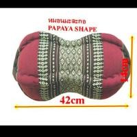 ราคา หมอนรองคอทรงมะละกอ ไส้นุ่น ผ้าฝ้ายลายขิด ช่วยลดอาการปวดเมื่อยคอ หมอนฝึกโยคะ Yoga neck pillow, neck support, kapok pillow (28174916204)