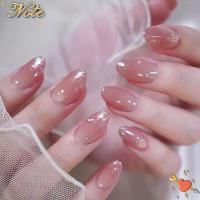 ราคา บันทึก เล็บปลอม,เล็บปลอมรูปไข่สั้นฝรั่งเศส,ทําเล็บมือที่ถอดออกได้สีชมพูไล่โทนสีกดบนเล็บผู้หญิง (27342469096)