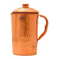 ราคา Indian Art Villa Pure Copper Hammered Jug Pitcher with Lid - เหยือกน้ำทองแดง 1.5 ลิตร กระติกน้ำทองแดง ขวดทองแดงอินเดีย (24141648089)