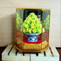 ราคา ดอกไม้ดินปั้น พานพุ่มดอกกุหลาบพร้อมตู้กระจก ขนาดกว้าง 4" สูง 6" (3537031527)