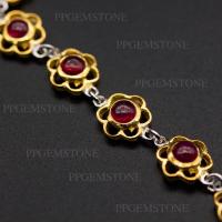 ราคา กำไลข้อมือพลอยทับทิม(Natural Ruby) สีชมพูแดงส ตัวเรือนเงินแท้ 92.5% ชุบทอง พลอยแท้จากประเทศโมซัมบิก (26818441157)