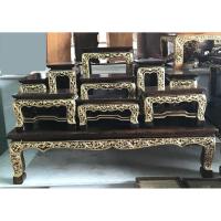 ราคา โต๊ะหมู่บูชาหมู่ 9 หน้า 4 เดินเส้นลวดลายสวยงาม จากไม้สัก สีโอ๊ค แต่งทอง (8536185748)