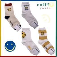 ราคา ถุงเท้าหุ้มข้อ ถุงเท้าข้อกลาง - ยาว สไตล์เกาหลี ถุงเท้าเกาหลี ลายน่ารัก สดใส ลายยิ้ม smile (26402584092)