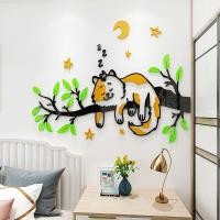 ราคา [MH] สติ๊กเกอร์ติดผนังอะคริลิค 3D ลาย แมวนอนบนต้นไม้ อะคริลิคติดผนังพร้อมส่ง (3091782010)