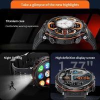 ราคา ❥ ใหม่ทหารกีฬาสมาร์ทนาฬิกาผู้ชาย 1.77 "เข็มทิศไฟฉาย LED 450Mah Ip68 กันน้ําบลูทูธ Smartwatch สํ (26679975266)