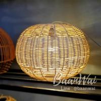 ราคา บ้านหวาย-โคมไฟหวายขาว ทรงกลม โคมไฟตกแต่ง โคมไฟสาน (23343601467)