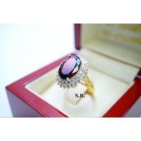 ราคา "S.R. แหวนทองชายโกเมนเม็ดละ 9.00 กะรัต ล้อมเพชร 2 ชั้น เม็ดละ 0.02 ตังค์ เพชรน้ำ100 ขาวสวยไฟดี พร้อมใบรับรองสินค้า เคลือ (25790713577)