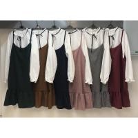 ราคา เดรสเอี๊ยมOVERSIZE เสื้อผ้าสาวอวบ เดรสสาววอบ ชุดเข้าเซท เสื้อสีขาว (5444410585)
