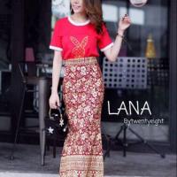 ราคา กระโปรงยาวทรงหางปลาผ้ายืดลายไทยสวยๆ (2187446342)