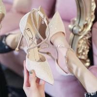 ราคา พร้อมส่ง ใหม่ รองเท้าส้นสูง เปิดนิ้วเท้า หัวแหลม มีสายรัดข้อเท้า แฟชั่นฤดูร้อน สําหรับผู้หญิง 2022 (17499441562)