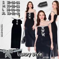 ราคา Code: 7596 เดรสสีดำ เดรสสีดำปาดไหล่ งานป้าย Rami (28956243330)