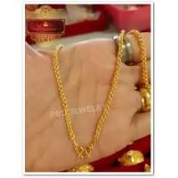 ราคา ใหม่ !! สร้อยคอเด็กชุบทอง 24K (99.9%) ลายห่วงคู่ น้ำหนัก 1 สลึง ความยาว 15 นิ้ว (5965059101)